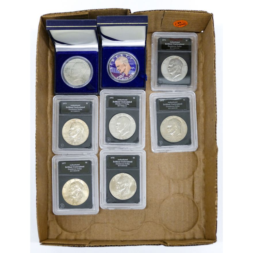 Box 8pc US Eisenhower Graded & Commemorative Dollars