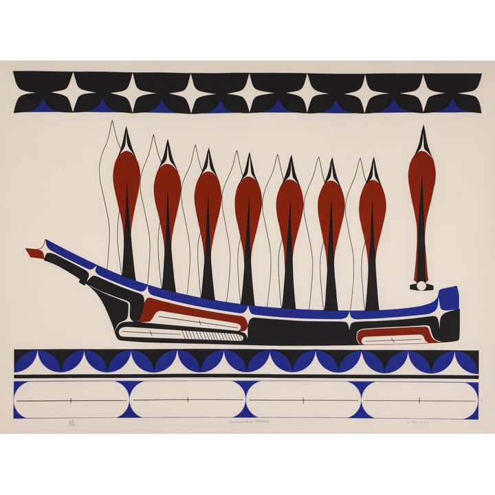 Joe David ''Memorial Canoe'' 1977 Serigraph
