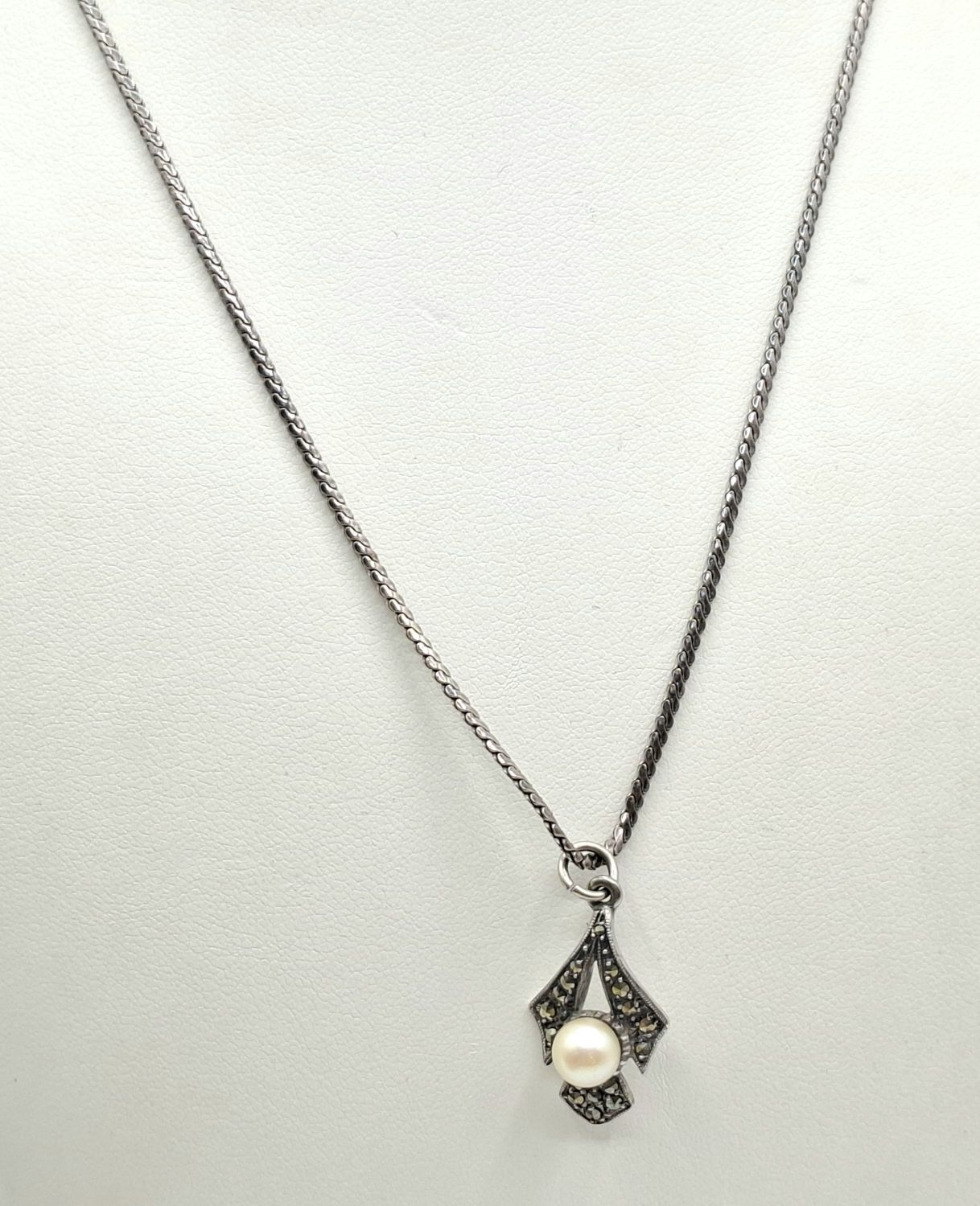 Silver Marcasite Pendant On Chain