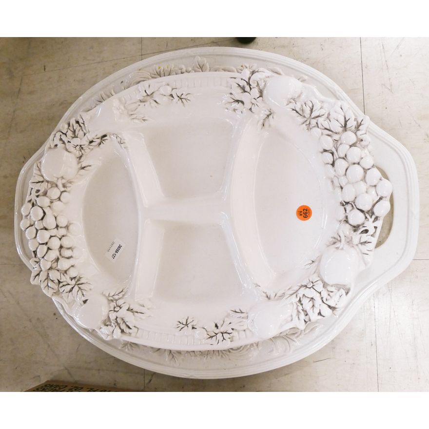 2pc White Pottery Serving Trays
