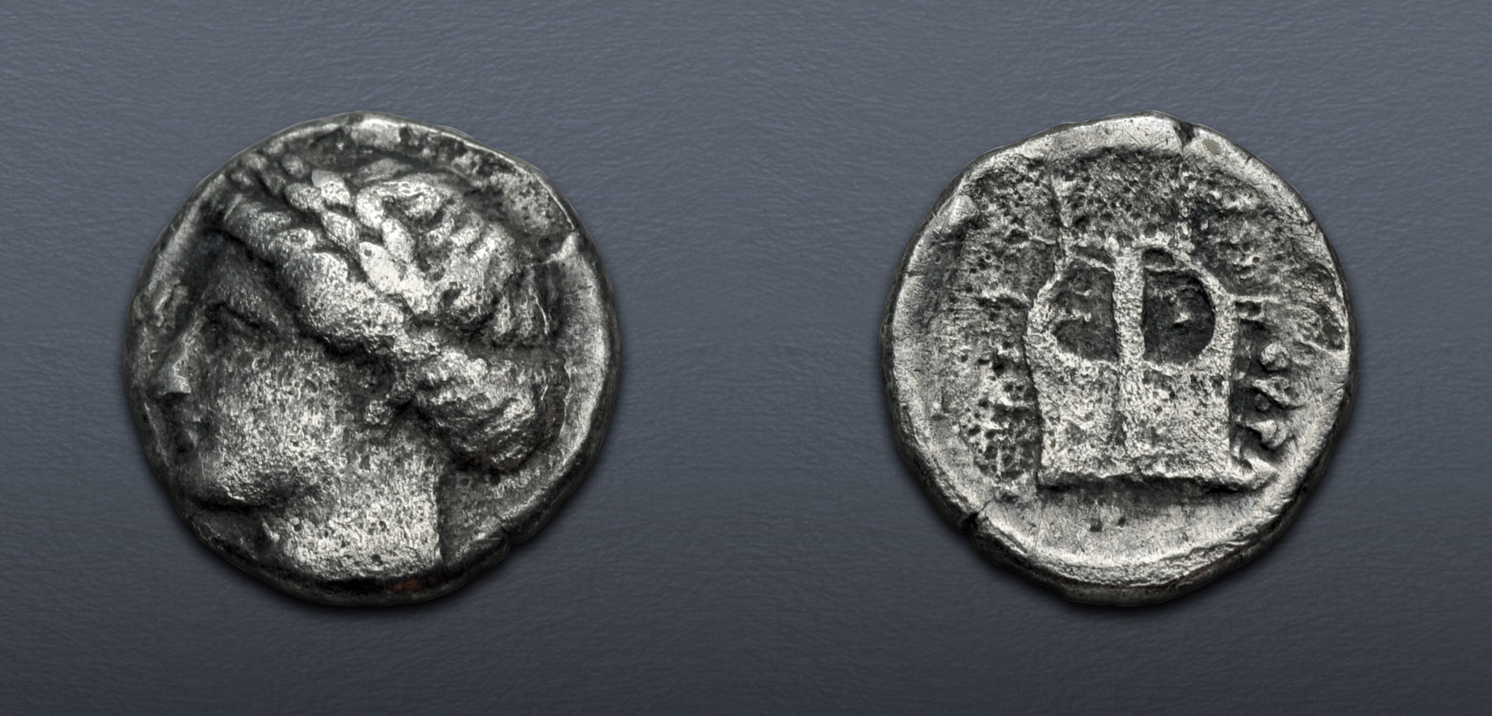 Kolophon IONIA, Kolophon. Circa 375-360 BC. AR Diobol (10mm, 1.03 g, 12h ...