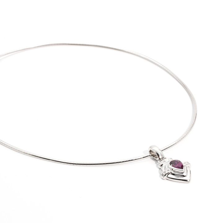 Garnet and Diamond Pendant on Omega Chain