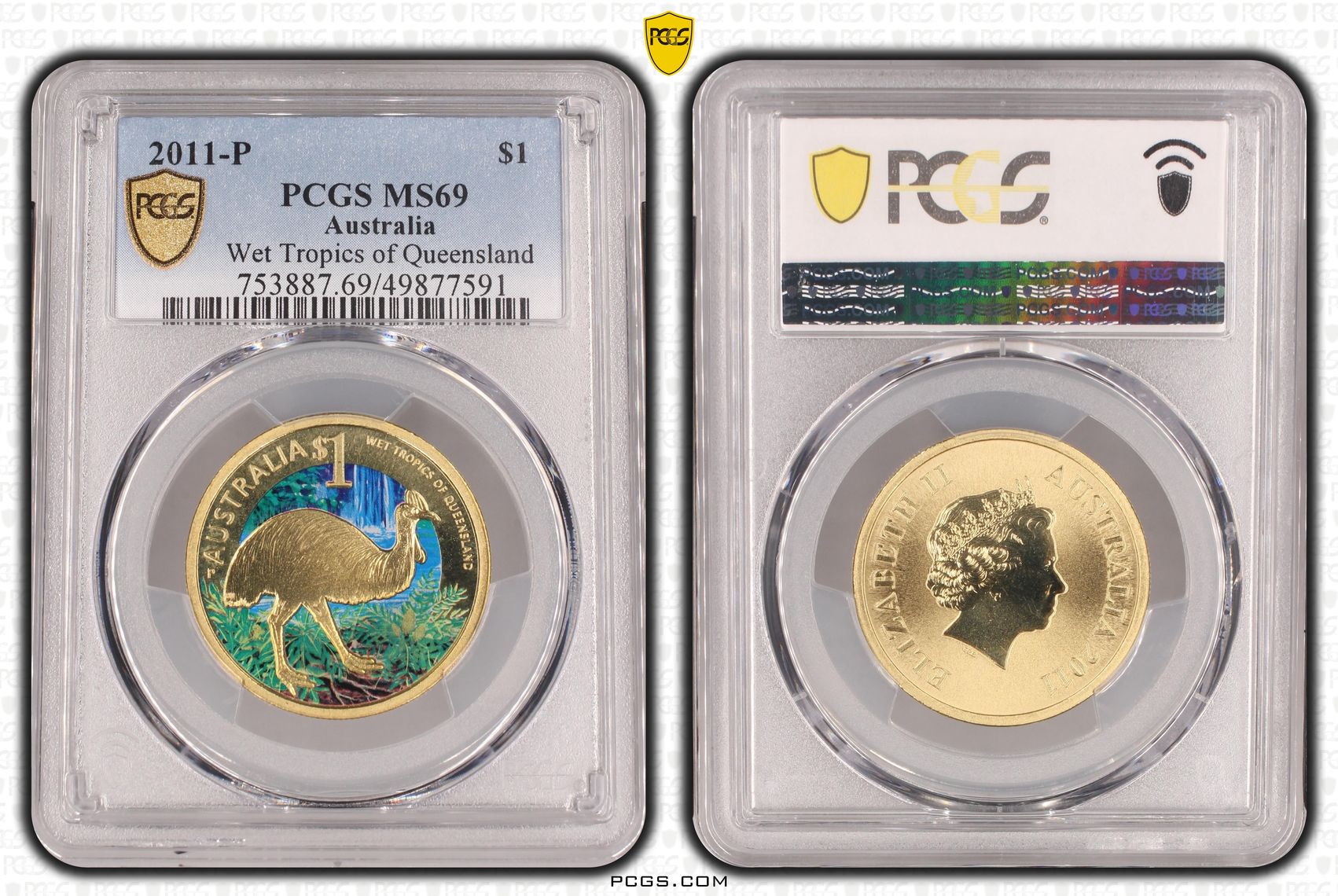 Wet Tropics of Queensland , One Dollar, 2011-P, PCGS MS69