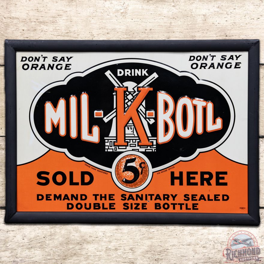 Drink Mil-K-Botl Don't Say Orange 5 Cents SST Sign - 8.5