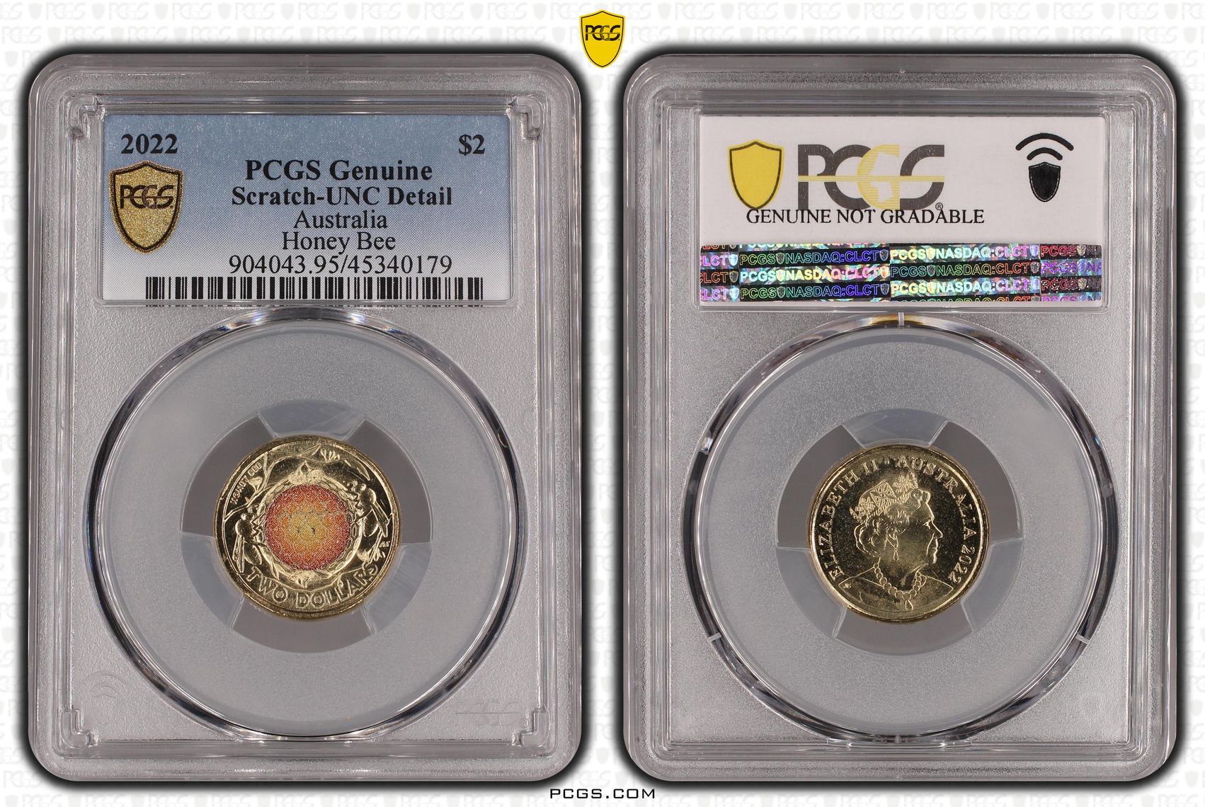 2022 Australia Two Dollar, $2 Honey Bee PCGS - Genuine - UNC Details (95 - Scratch) -179