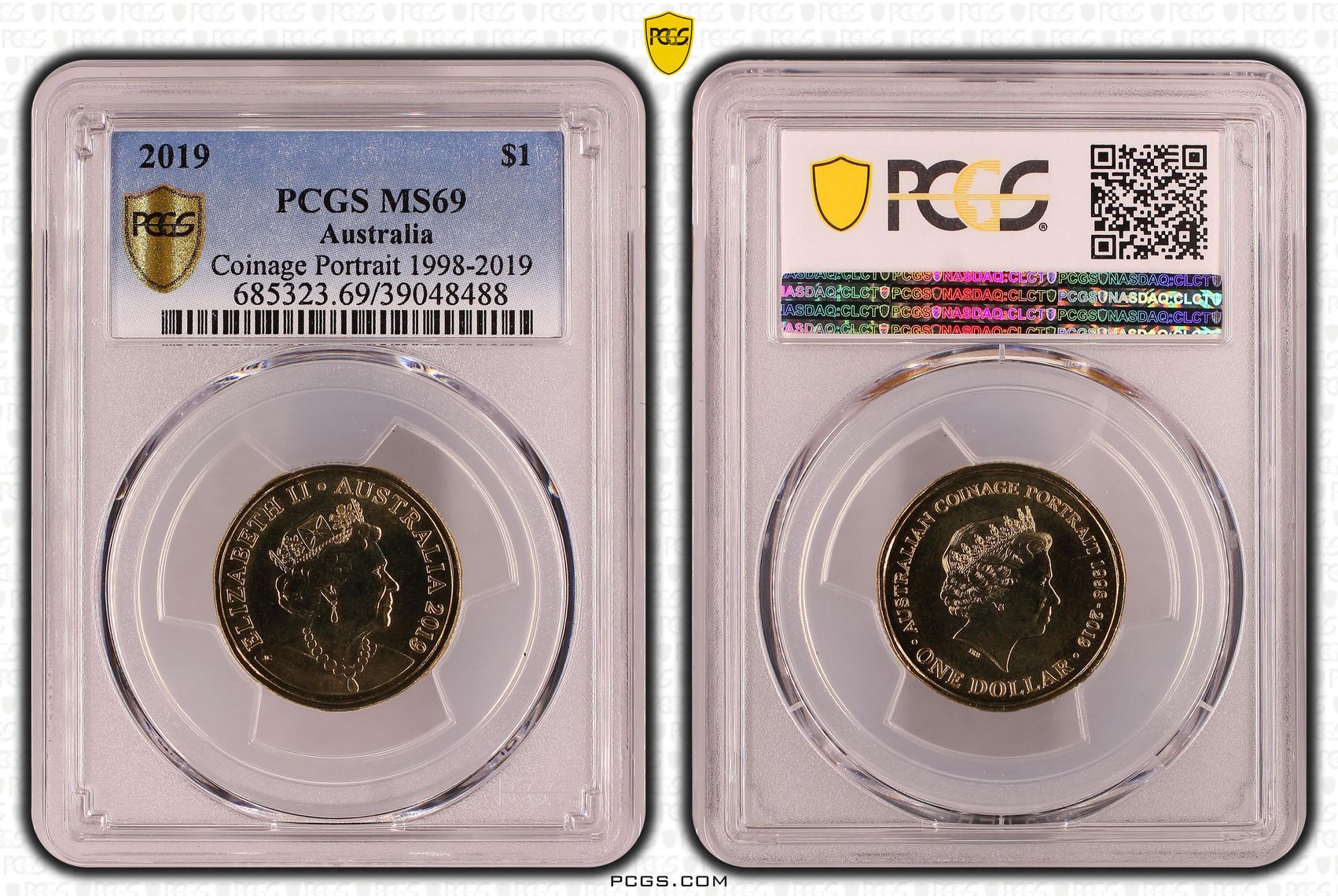 222 · 2019 Australia One Dollar, $1 Coinage Portrait 1998-2019 PCGS - MS69 -488 POP 34/0