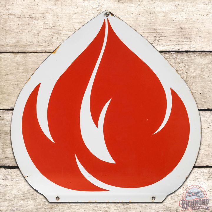 Terrific American Gasoline Die Cut Single Sided Porcelain Flame Sign