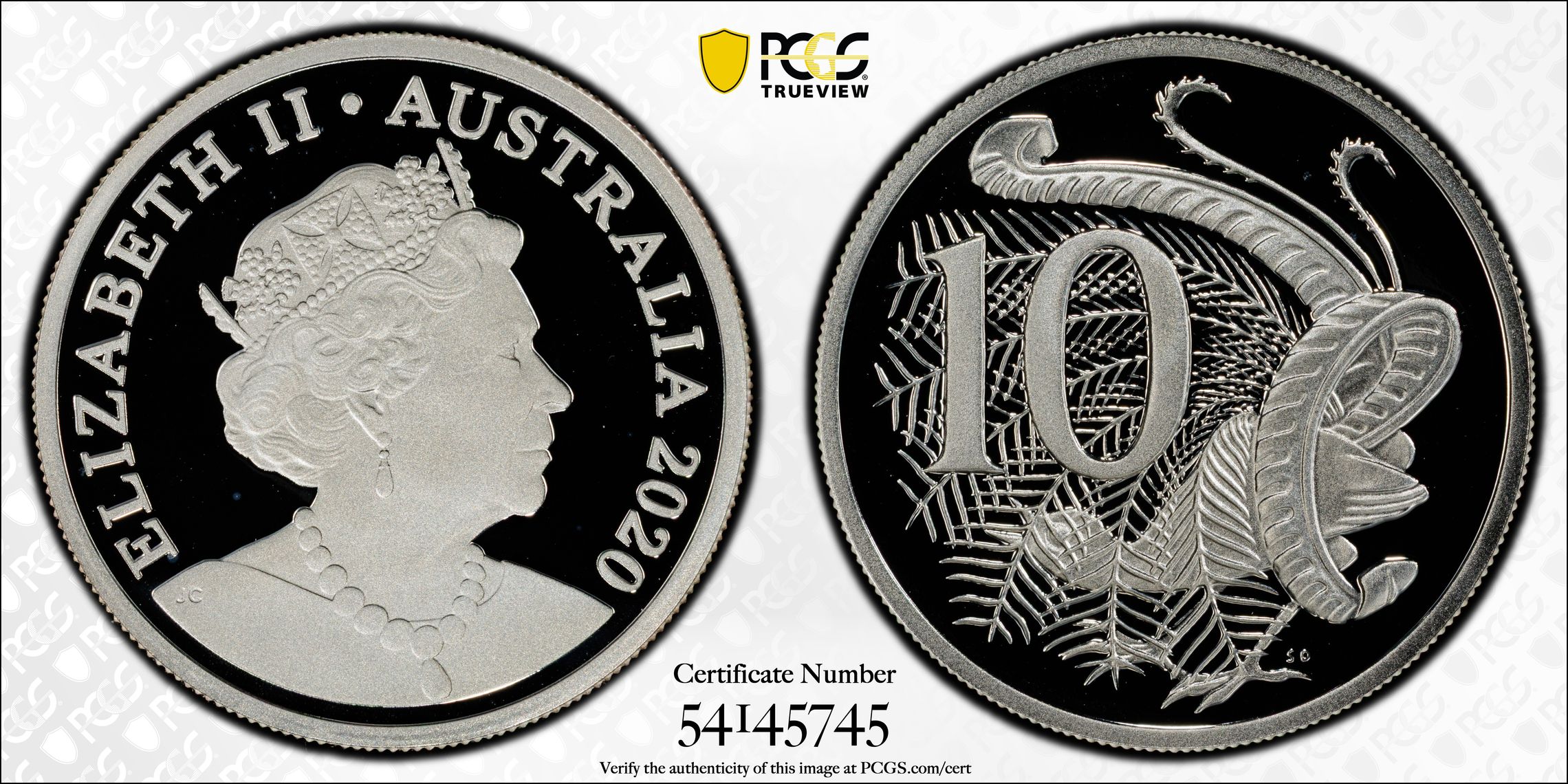 6th Portrait Silver, POP 9/0, Ten Cent, 2020, PCGS PR70DCAM