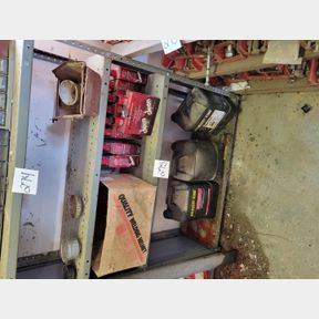 3 Shelves of oil, fuel cleaner and filter wrenches