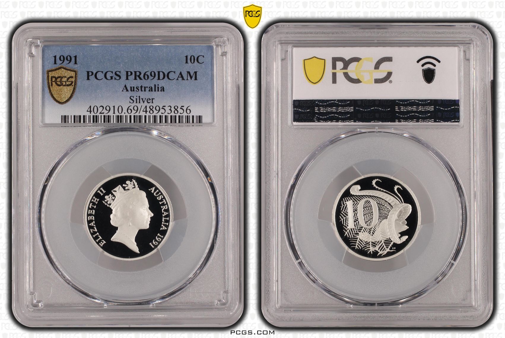 Silver, Ten Cent, 1991, PCGS PR69DCAM