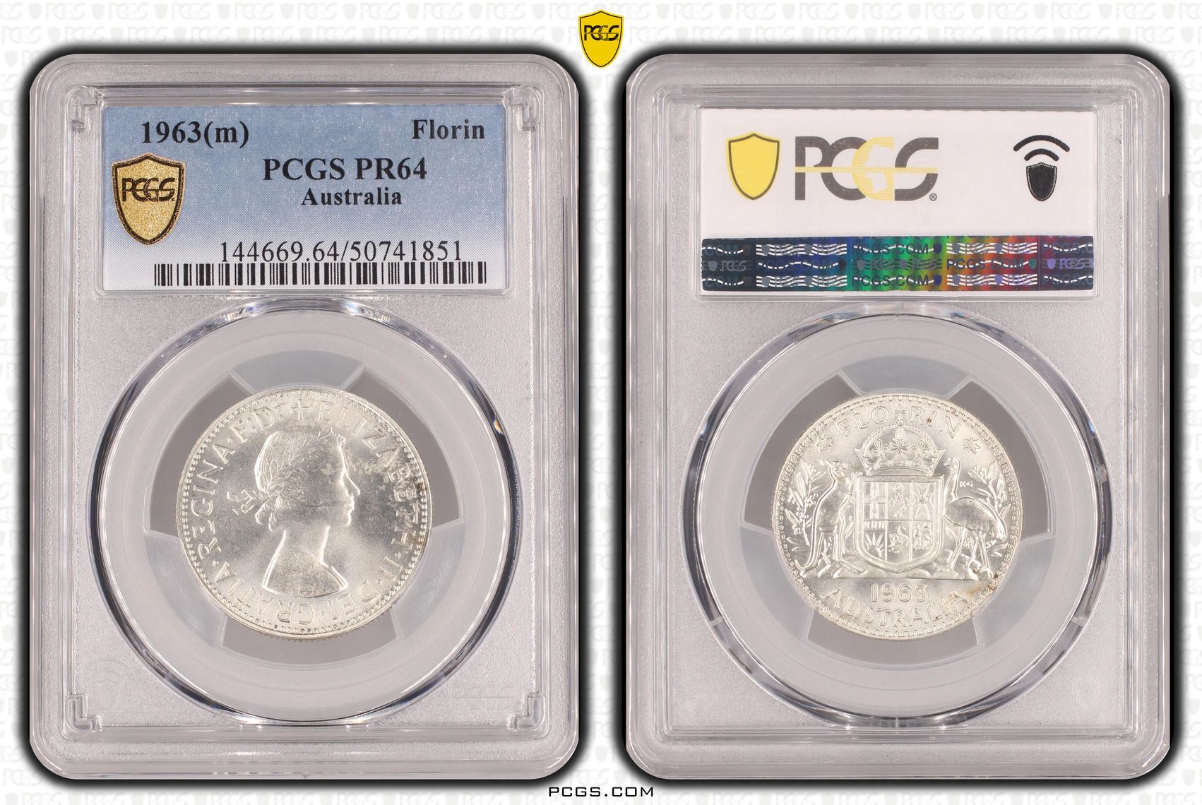 Elizabeth II, Florin, 1963(m), PCGS PR64