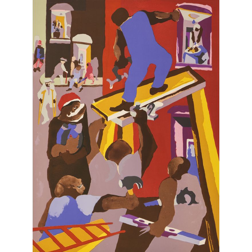Jacob Lawrence ''Man on Scaffold'' 1985 Lithograph