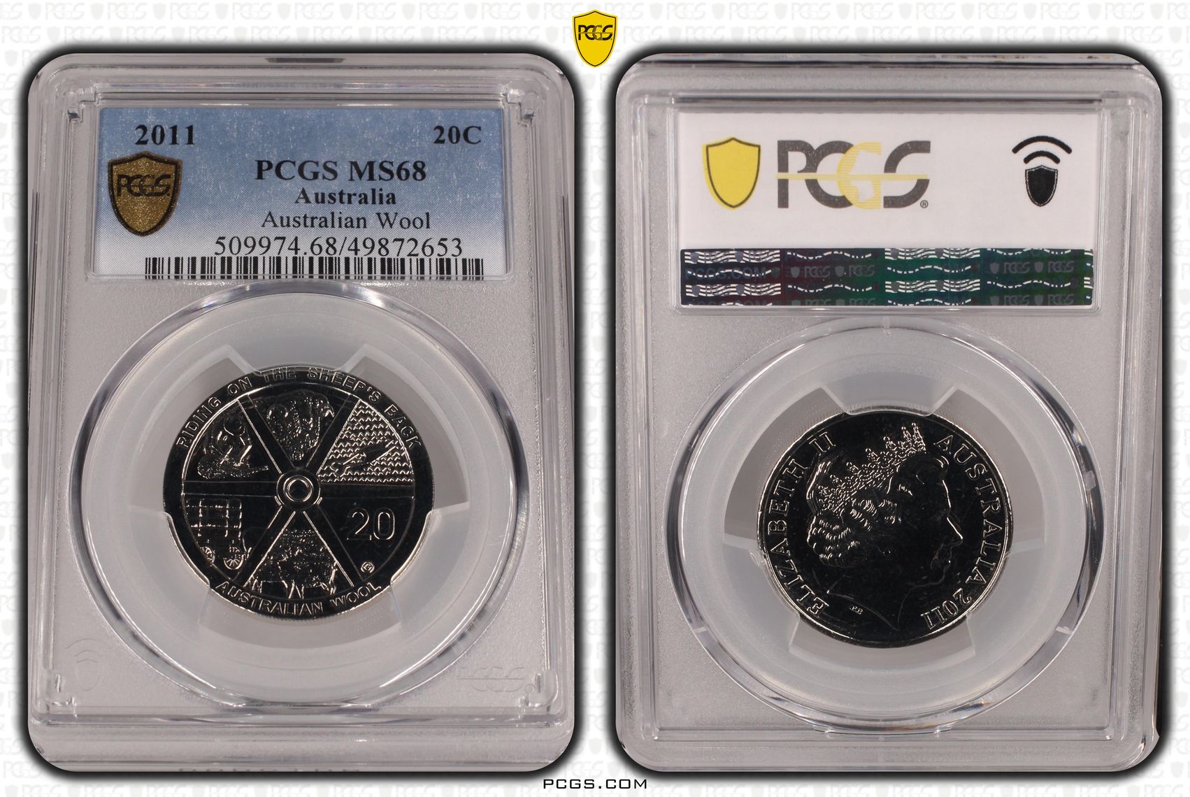 Australian Wool , Twenty Cent, 2011, PCGS MS68