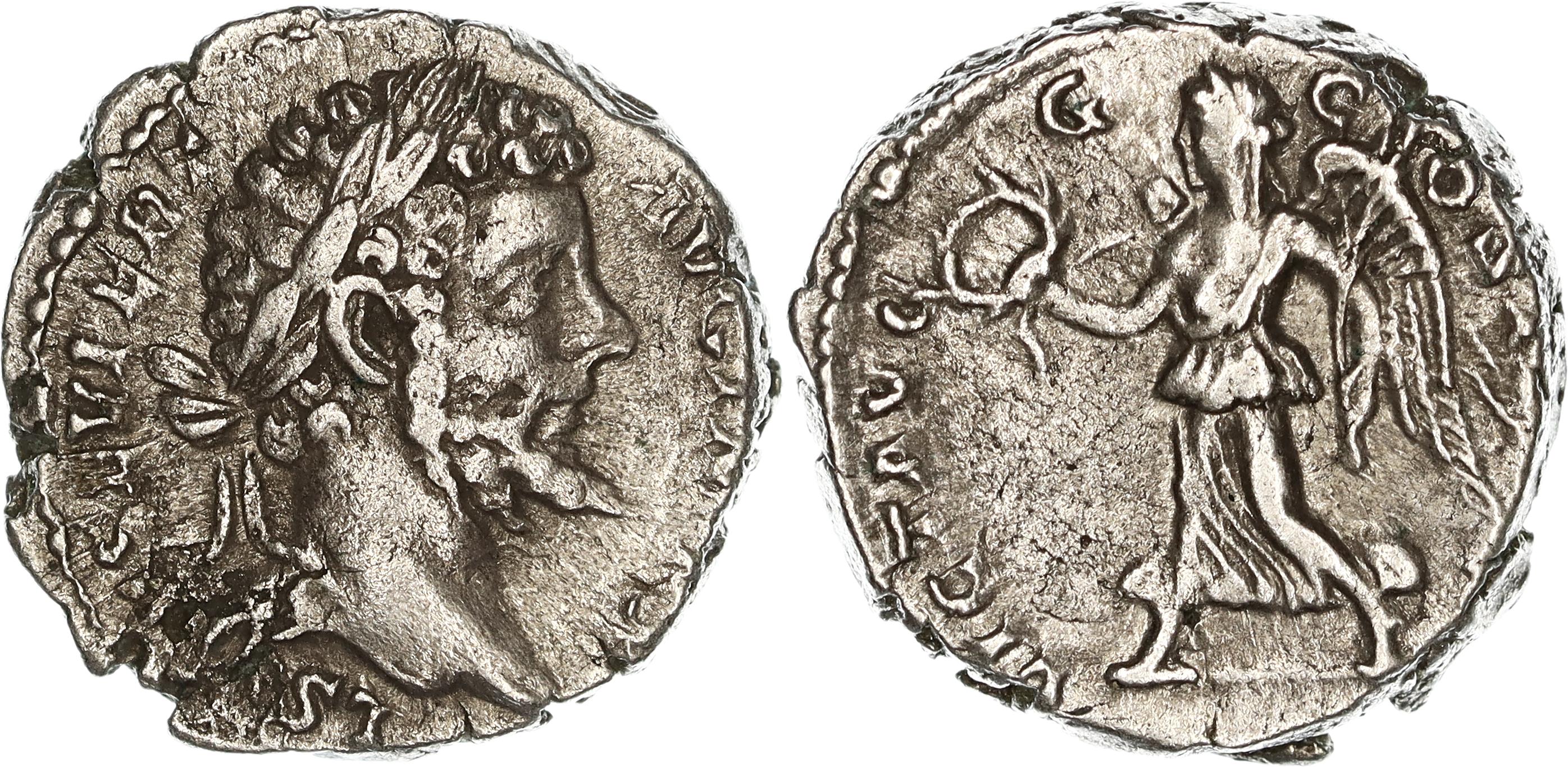 Roman Empire, Septimius Severus, Silver Denarius, 198 AD, nVF