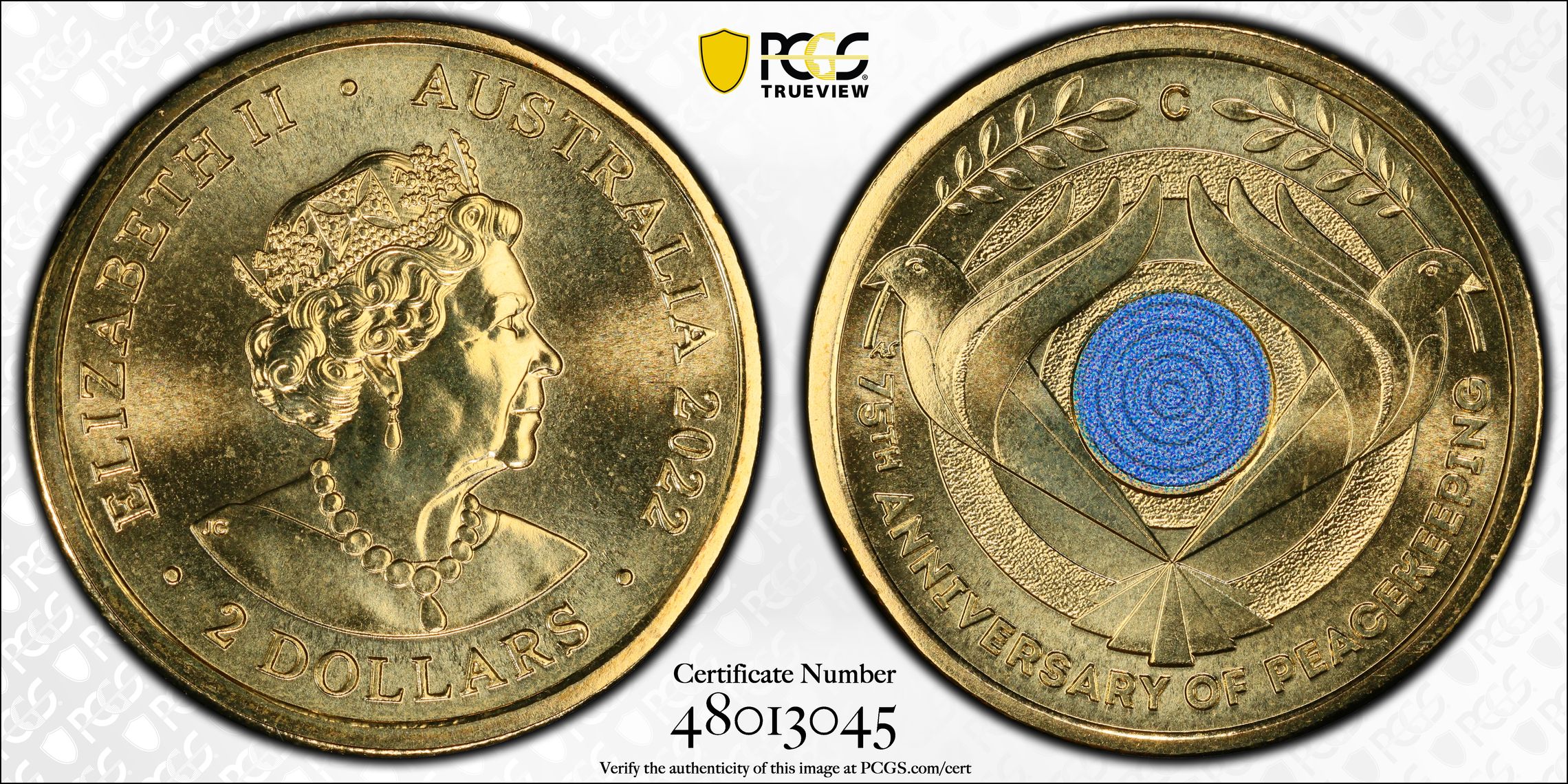 Elizabeth II, Peacekeeping Colorized, Two Dollar, 2022, PCGS MS68