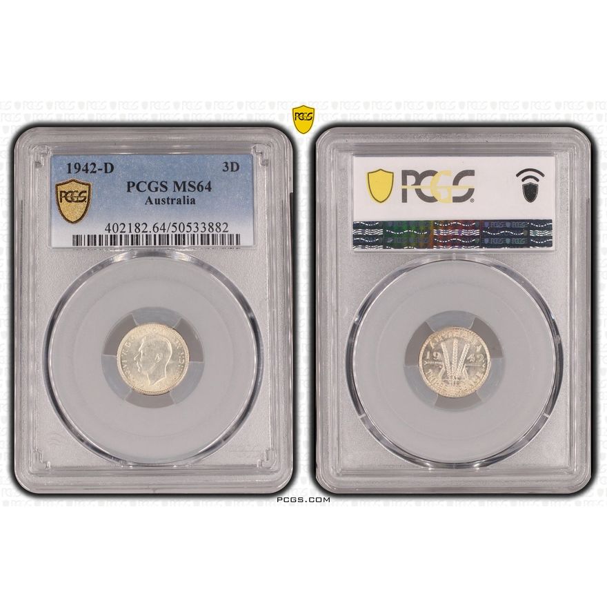 George VI, Threepence, 1942-D, PCGS MS64