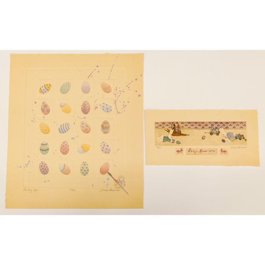 2pc Brooke Morrison S/N Bunny & Easter Embossed Prints