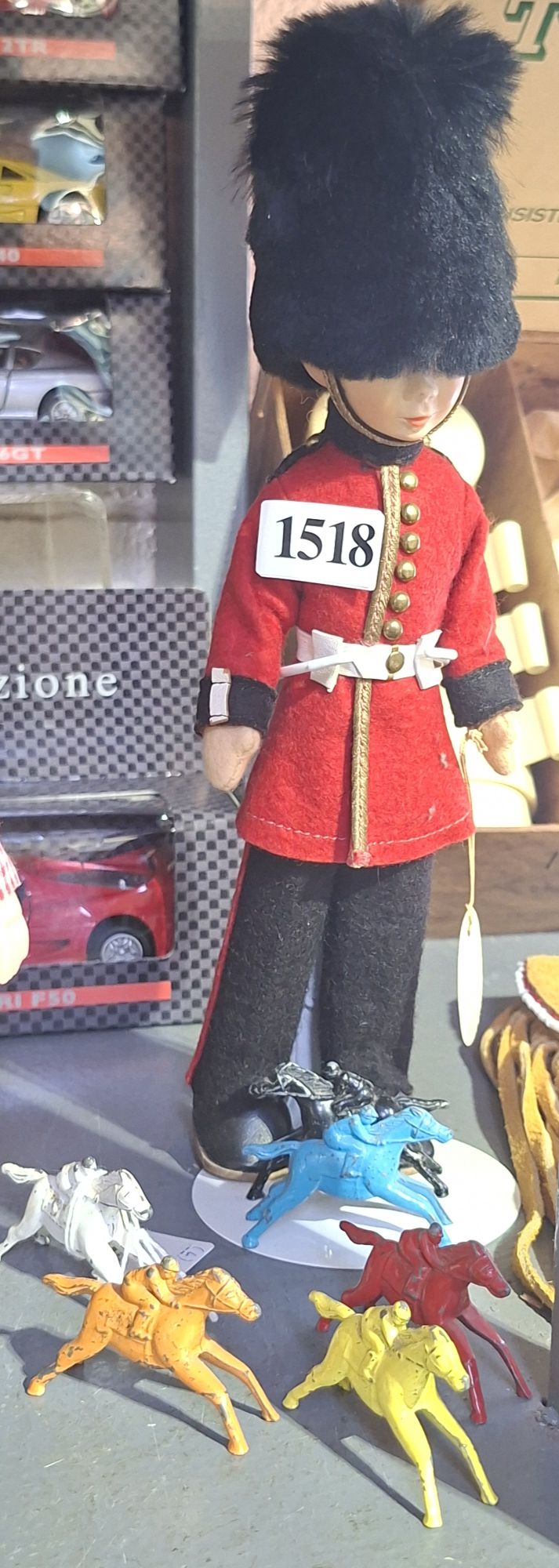 Old Cottage Doll And Lead Ponies