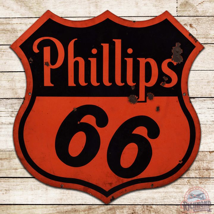 Phillips 66 30" Die Cut Double Sided Porcelain Sign