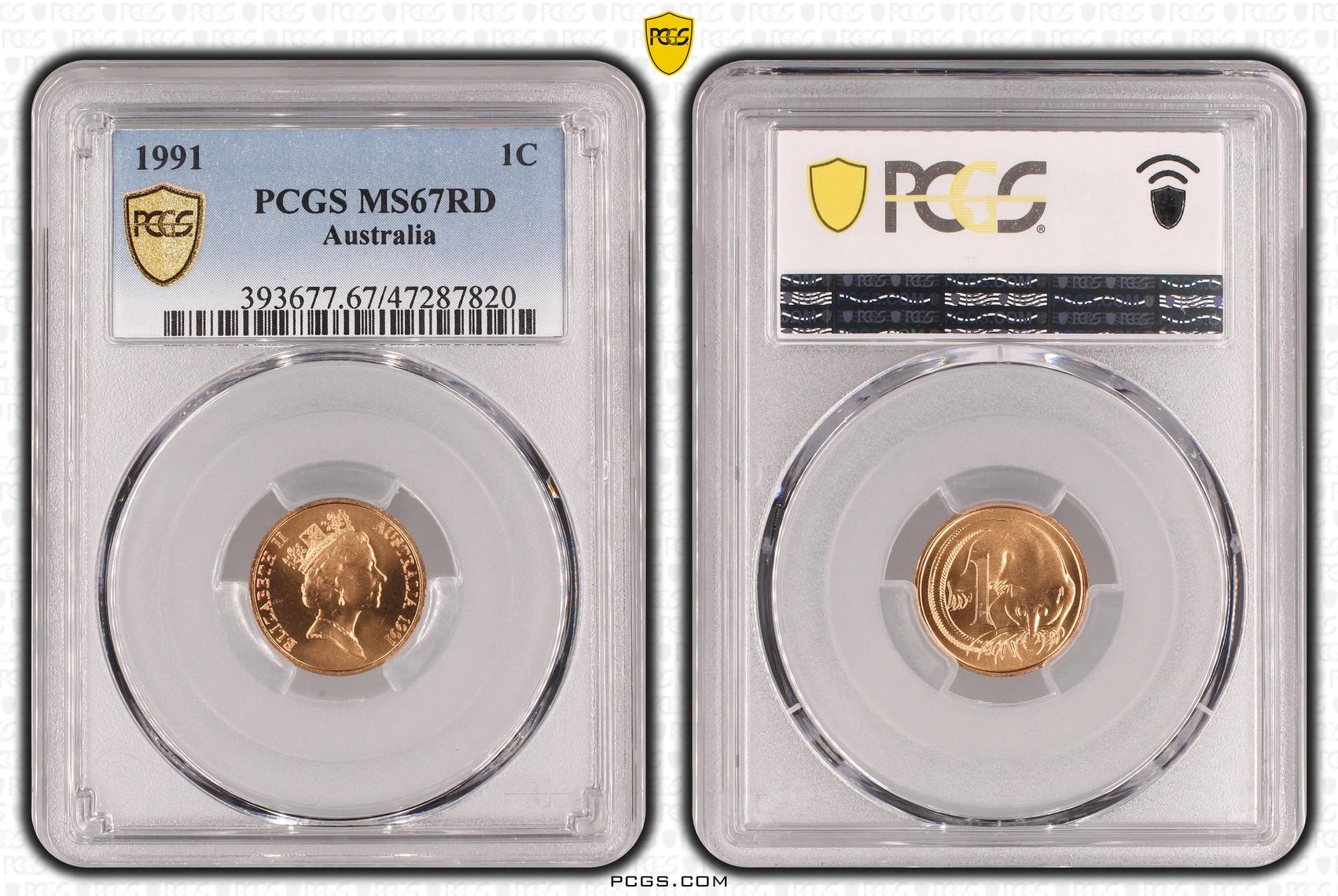 Elizabeth II, Pop 17/0, One Cent, 1991, PCGS MS67RD