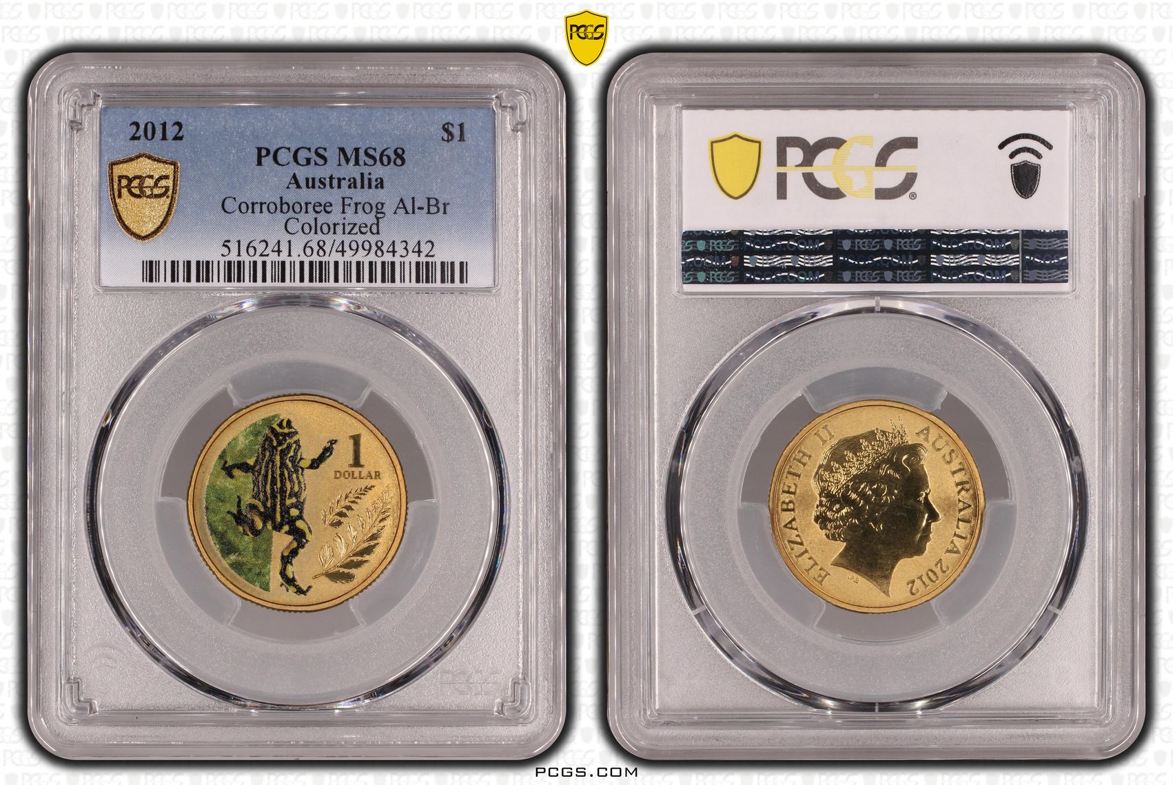 Corroboree Frog Al-Bronze , One Dollar, 2012, PCGS MS68