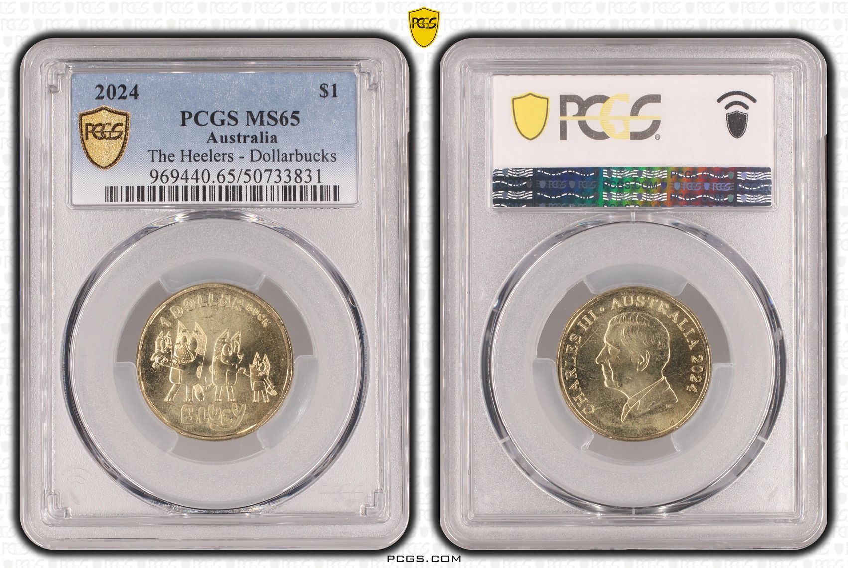 The Heelers - Dollarbucks , One Dollar, 2024, PCGS MS65