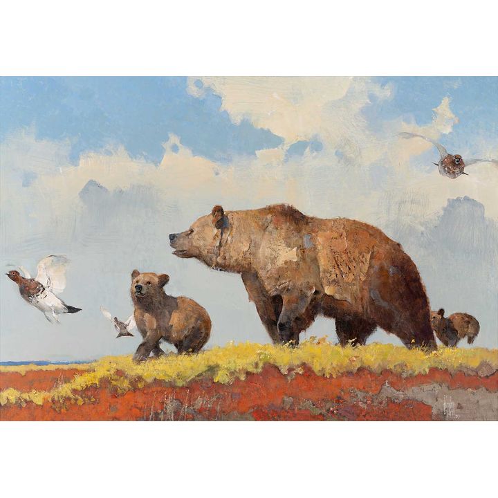 Bob Kuhn (1920-2007), A Walk on the Tundra - Grizzly Bears