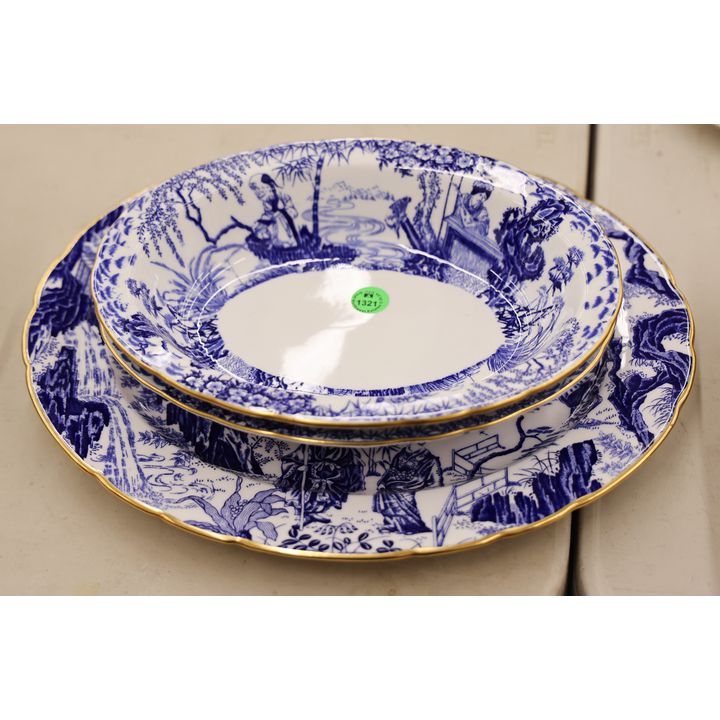 3pc Royal Crown Derby ''Mikado'' Oval Bowls and Platter 10'' to 13''