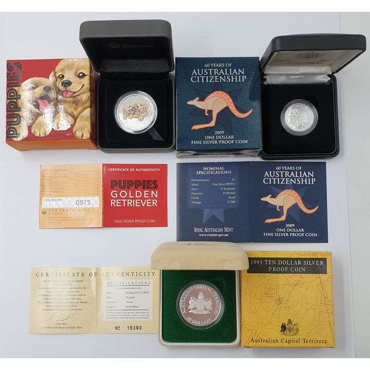 Silver Proof Coins (x3)