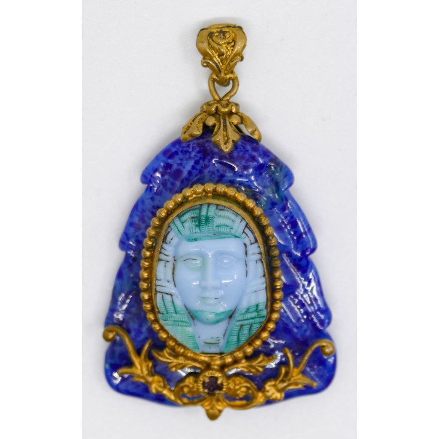 Deco Glass Egyptian Revival Pendant 2''