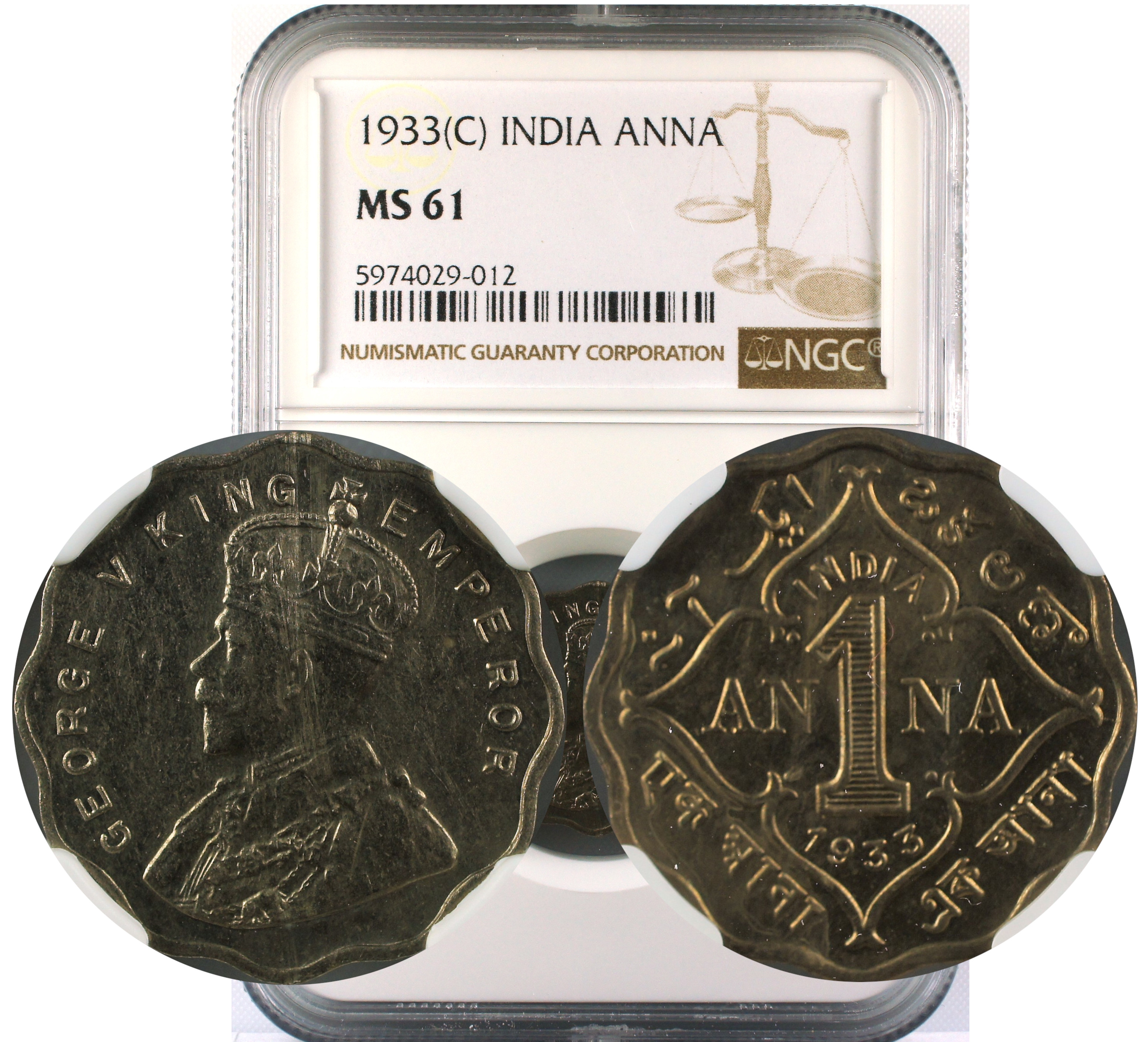 1933 C INDIA ANNA MS61