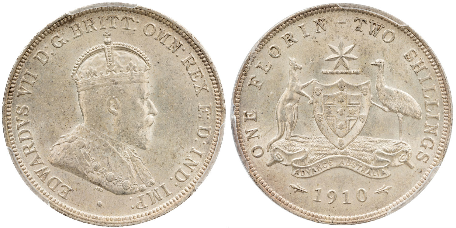 Edward VII, Florin, 1910, PCGS MS63