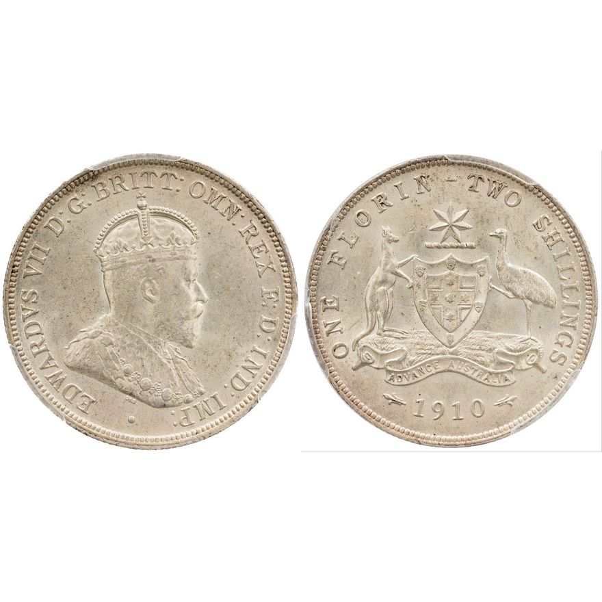 Edward VII, Florin, 1910, PCGS MS63