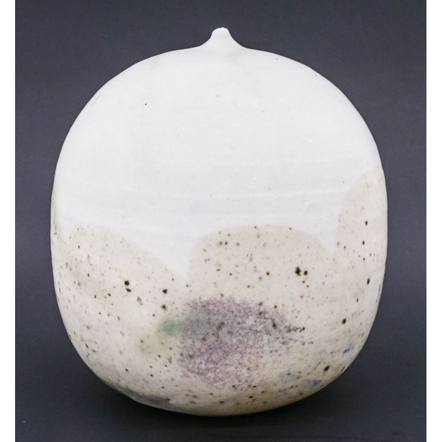 Toshiko Takeazu White Moonpot with Rattle