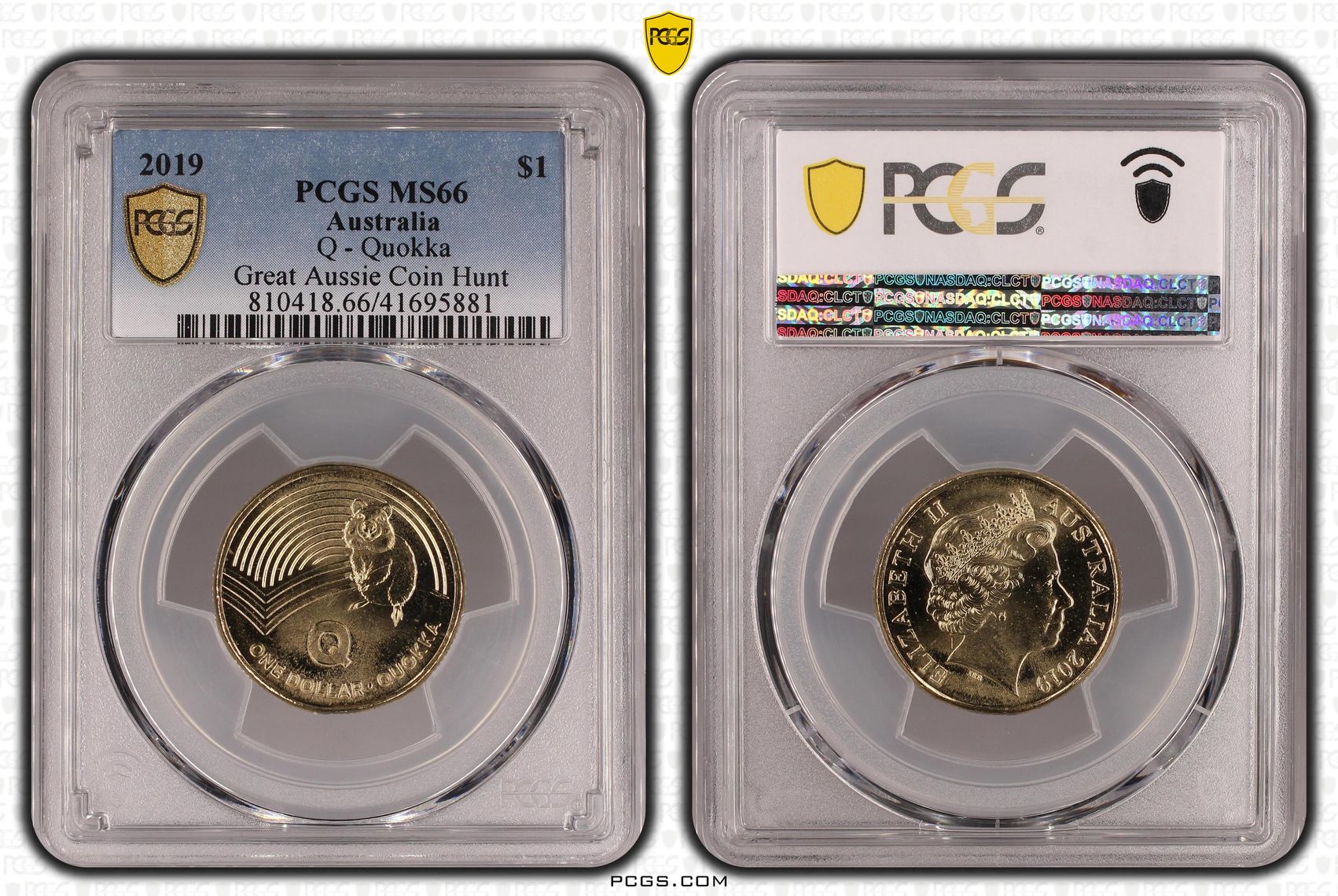 428 · 2019 Australia One Dollar, $1 Q - Quokka Great Aussie Coin Hunt PCGS - MS66 -881