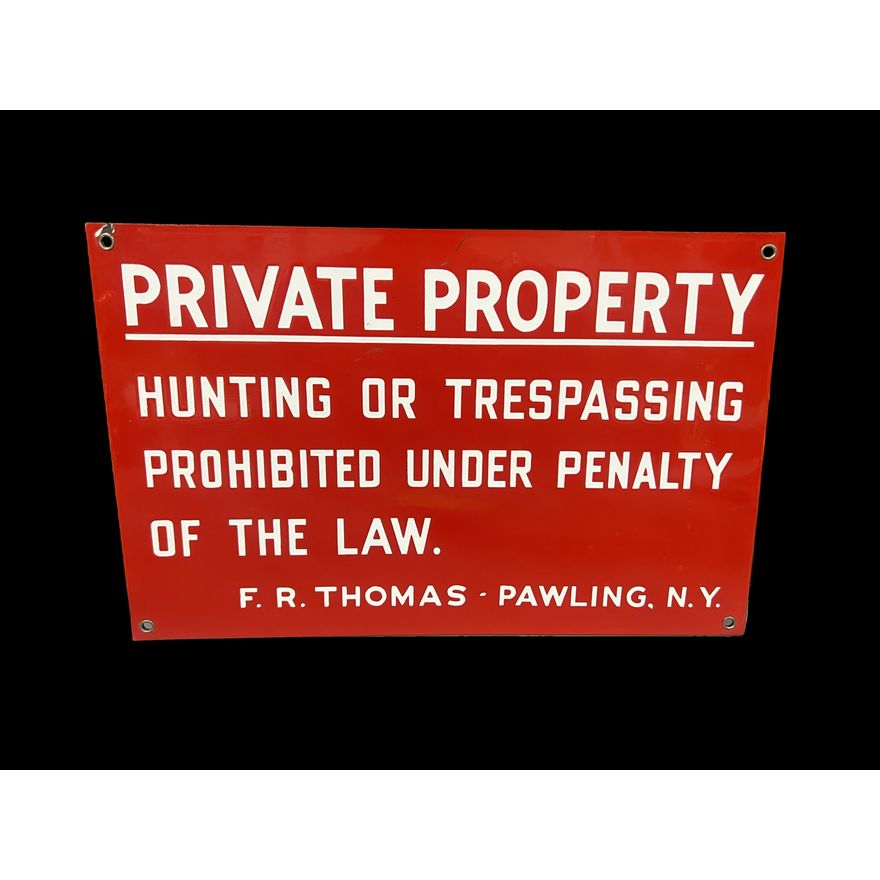 Private Property Hunting Or Trespassing Prohibited Porcelain Sign