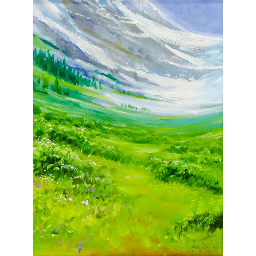 Jack Fellows ''Banff Landscape'' 1984 Signed Oil on Masonite