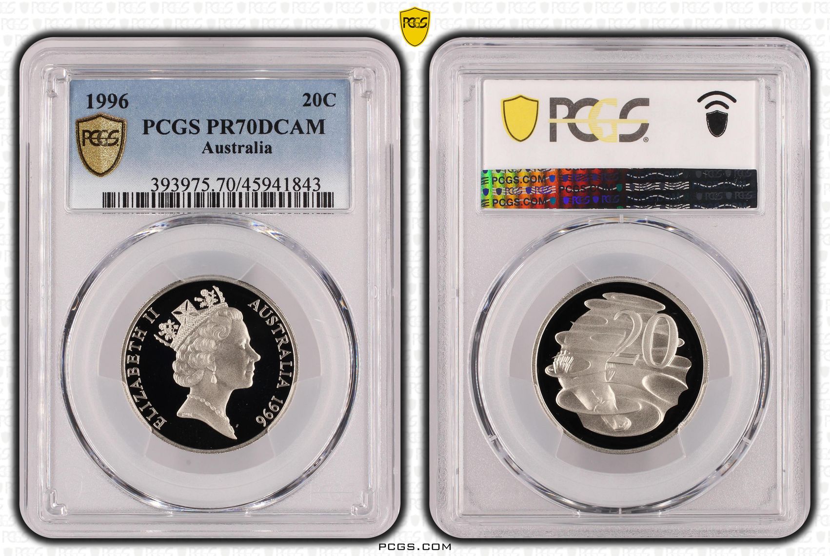 Elizabeth II, POP 11/0, Twenty Cent, 1996, PCGS PR70DCAM