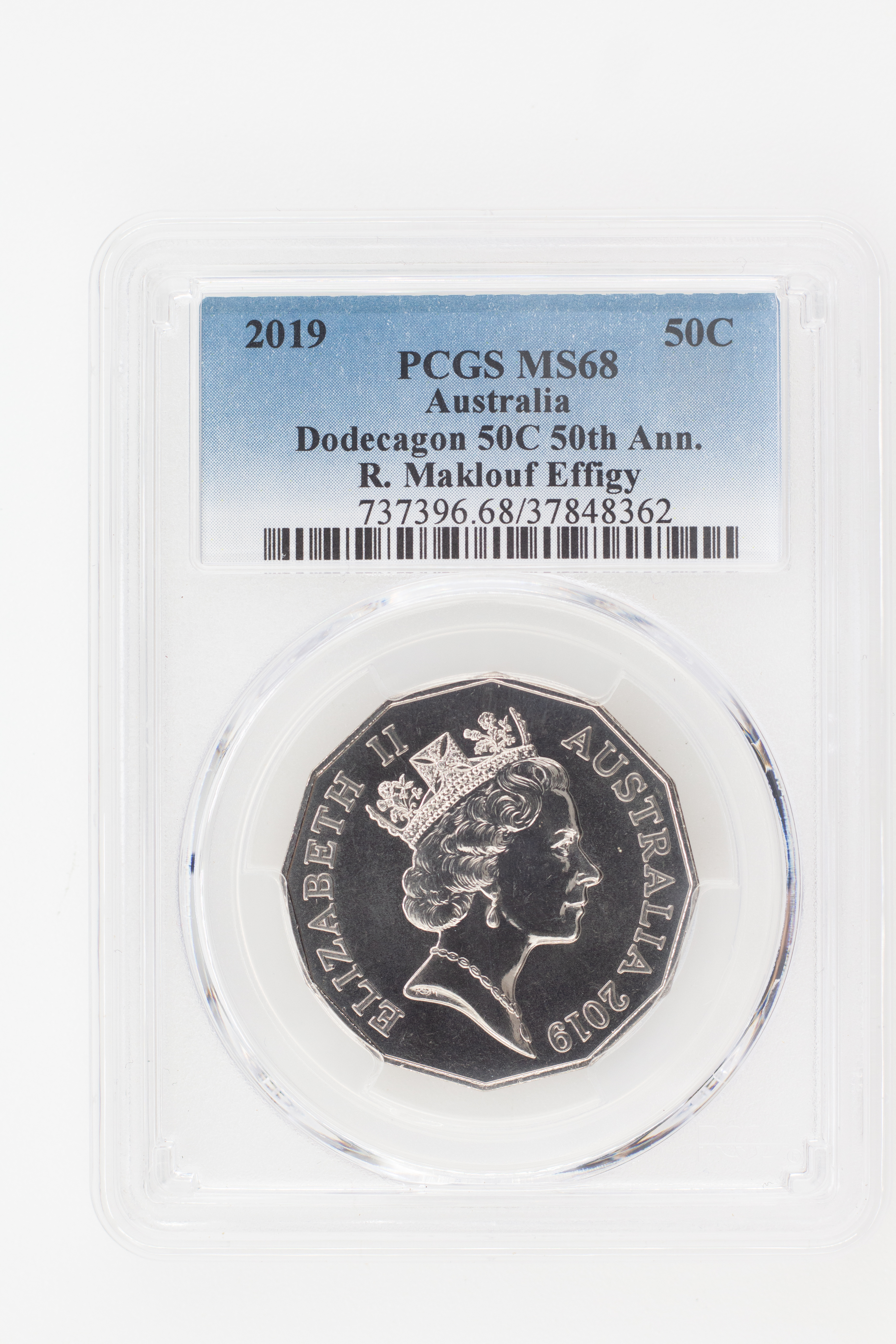2019 Australia Fifty Cent, 50c Dodecagon 50C 50th Ann. R. Maklouf Effigy PCGS - MS68 -362
