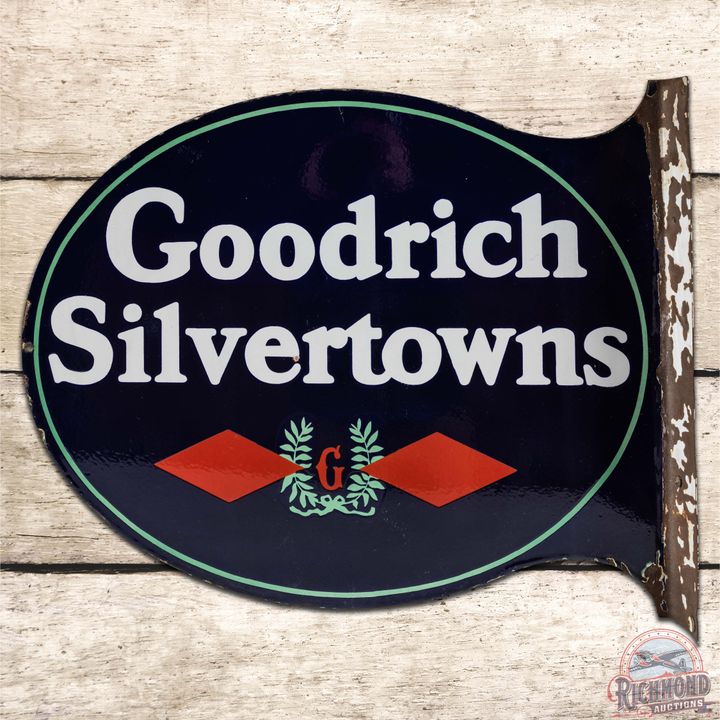 Goodrich Silvertowns Tires DS Porcelain Flange Sign