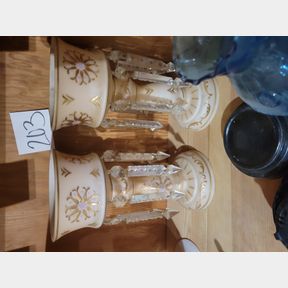 Pair of Victorian Bohemian Luster Mantles Lamps