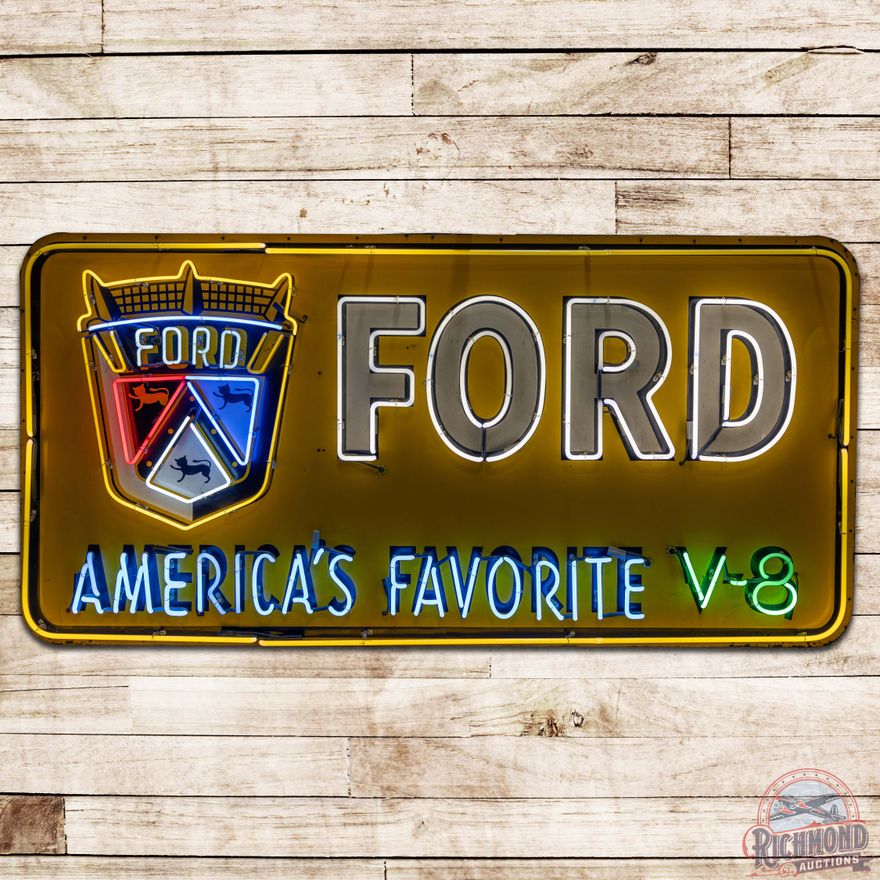 Ford America's Favorite V8 SS Tin 5 Color Neon Sign w/ Crest