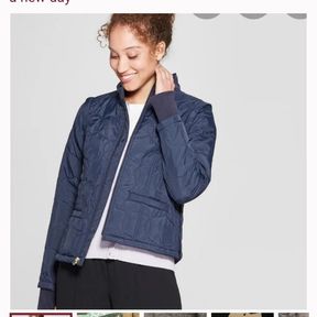 WOMEN'S ADAPTIVE QUILTED ONION JACKET - A NEW DAY NAVY, BLUE SZ XL
