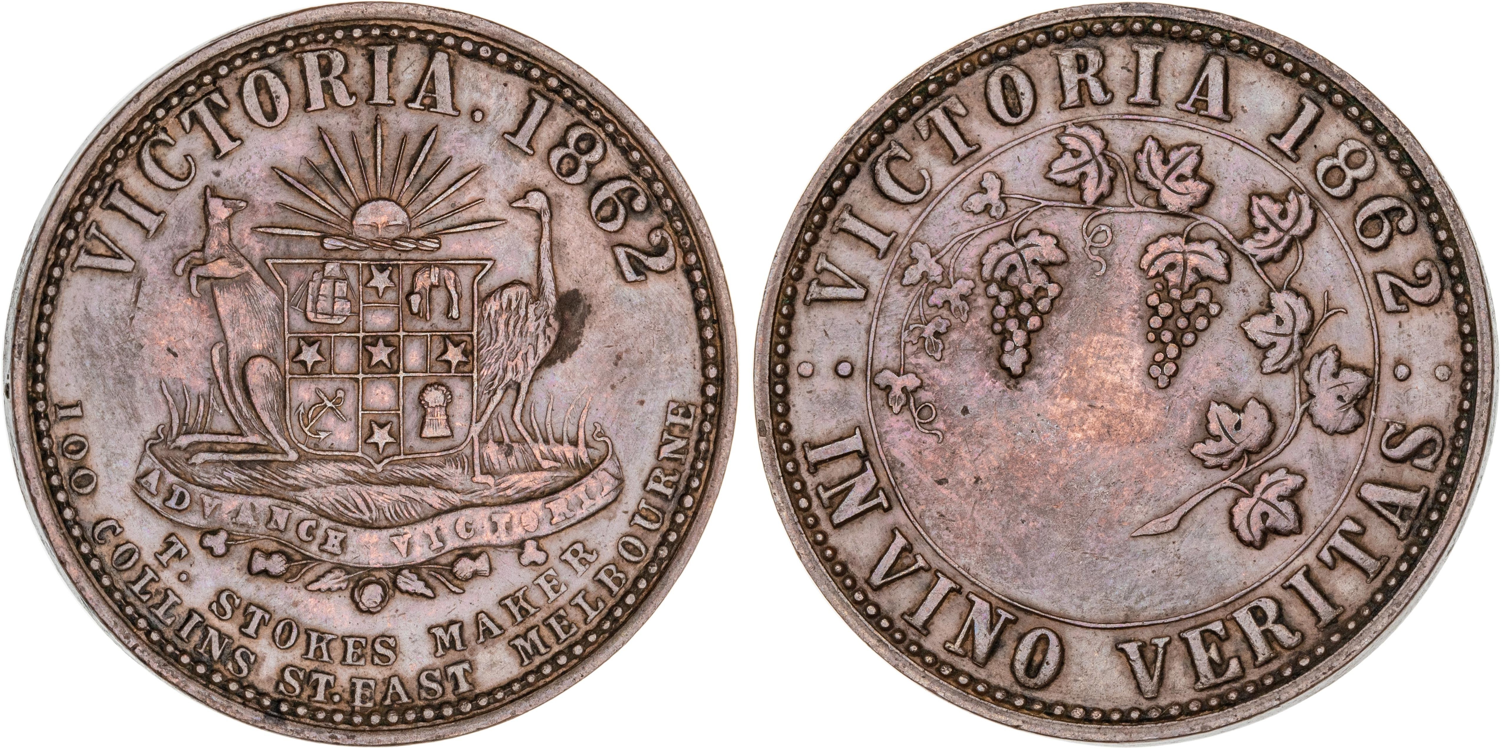 Melbourne, Victoria, T. Stokes, Penny, 1862, EF