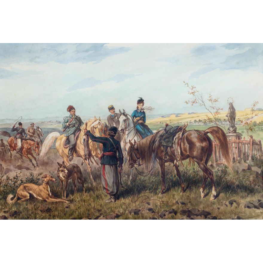 Juliusz Kossak | Po polowaniu na zająca/ Polowanie na zająca, 1883 r.