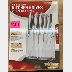 HIGH QUALITY KITCHEN KNIVES WITH ACRYLIC STAND 12 PC