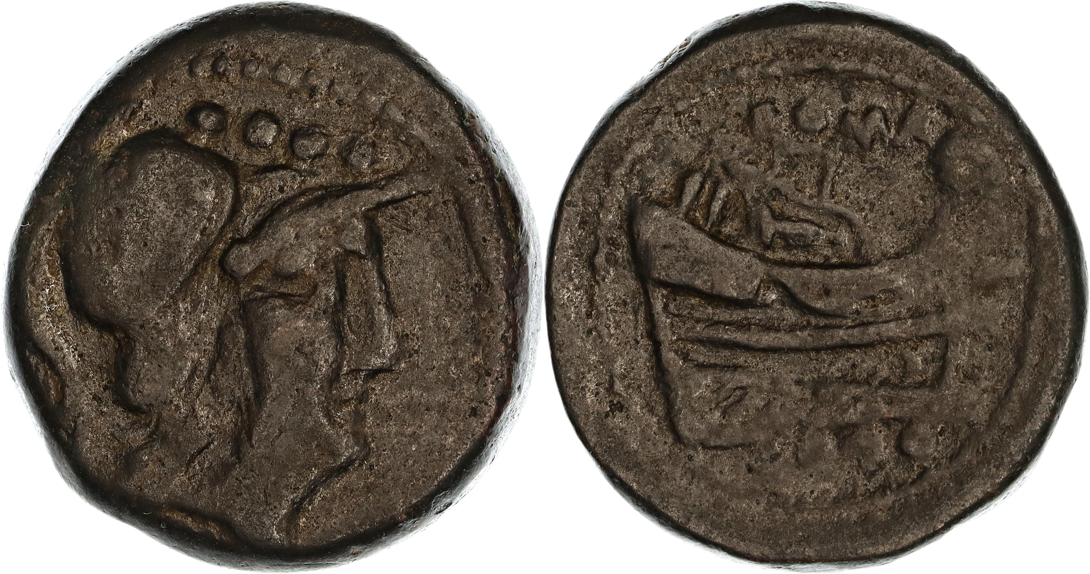 Roman Republic, Anonymous Coinage, Æ Triens, 215-211 BC, gF