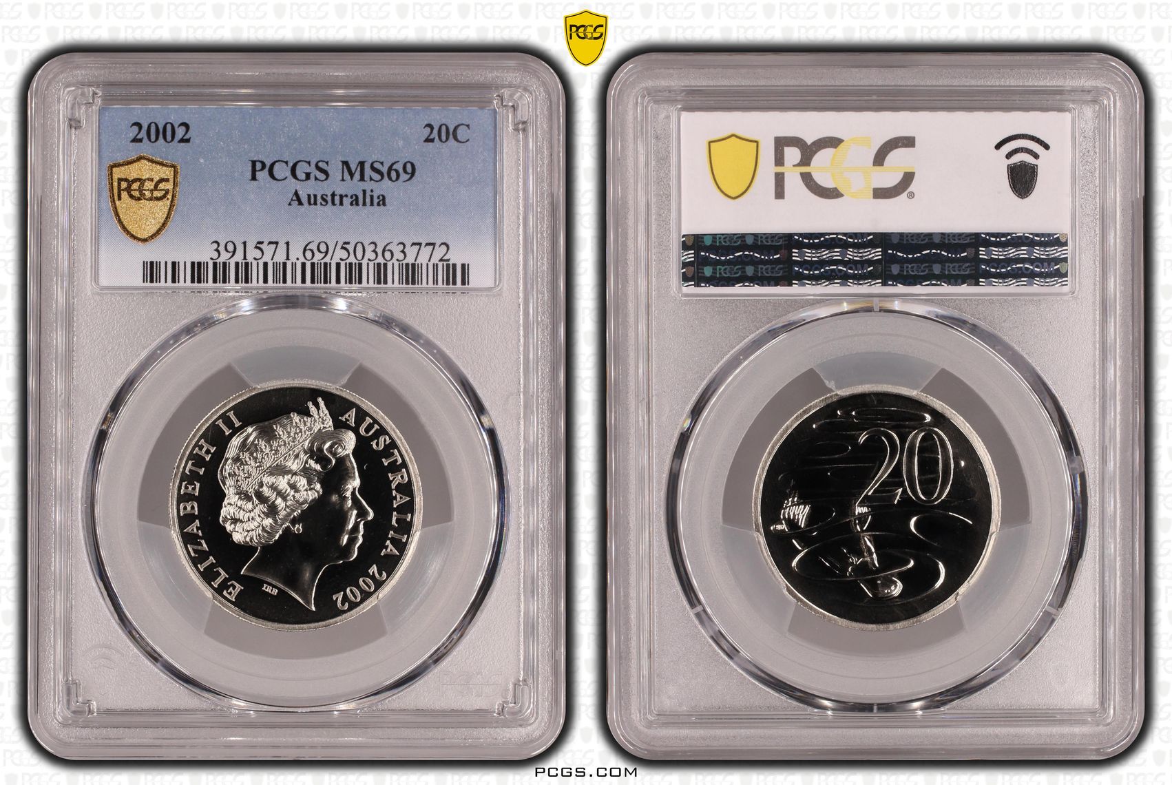 Twenty Cent, 2002, PCGS MS69