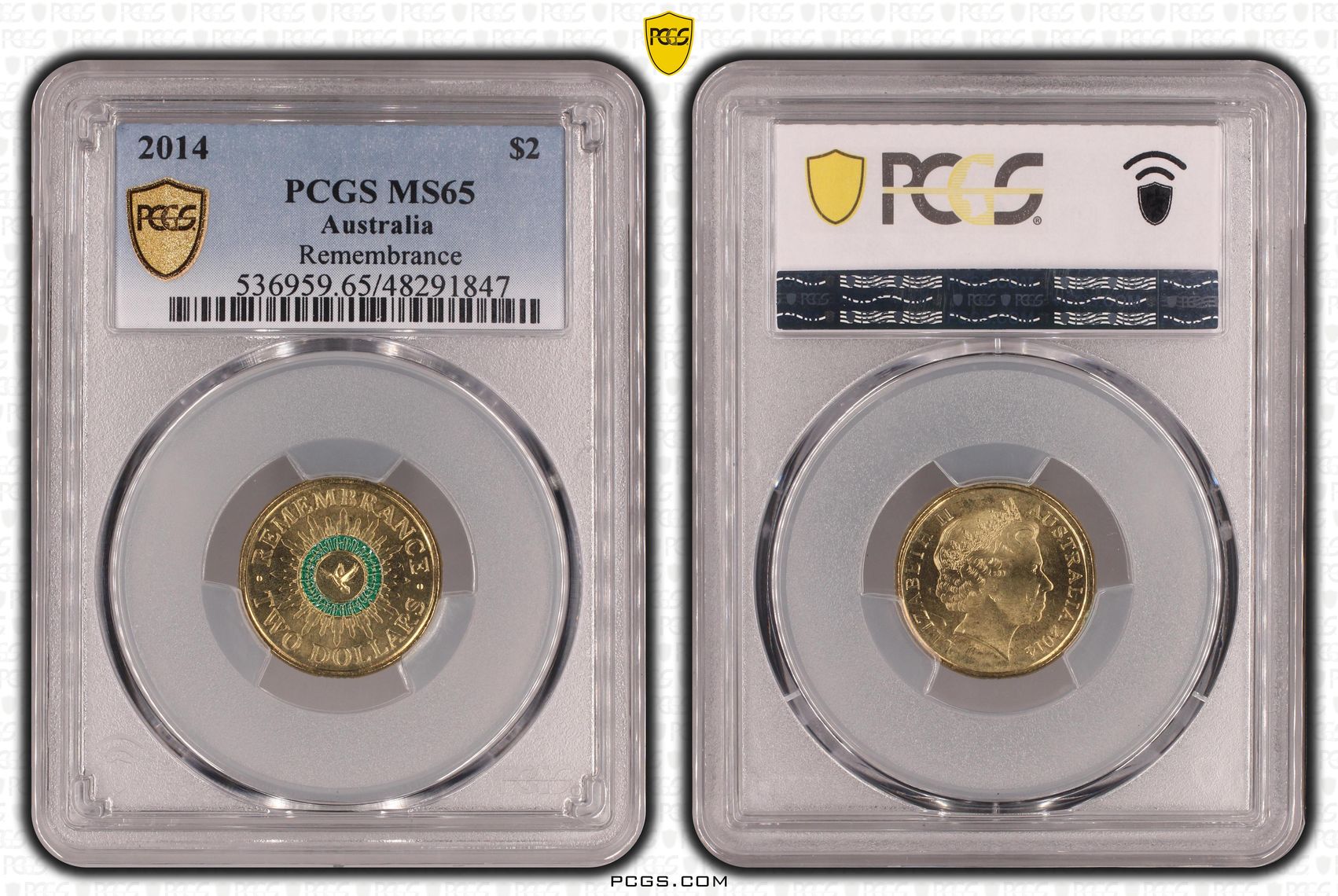 Elizabeth II, Remembrance - Colorized, Two Dollar, 2014, PCGS MS65