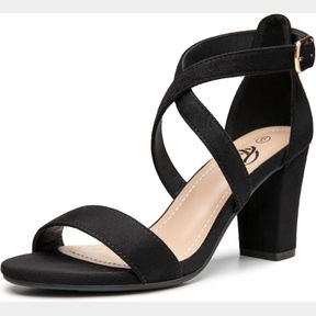 TRARY WOMEN'S ANKLE STRAP AND ADJUSTABLE BUCKLE CHUNKY PUMP HEEL SANDALS SIZE 8
